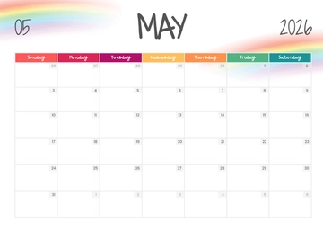 Free Modern May 2026 Calendar for Kids Template to Edit Online