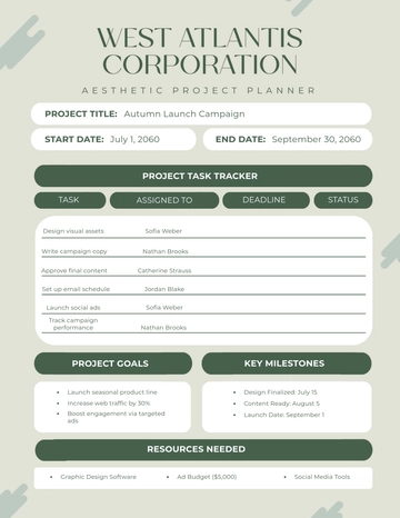 Free Aesthetic Project Planner Template to Edit Online