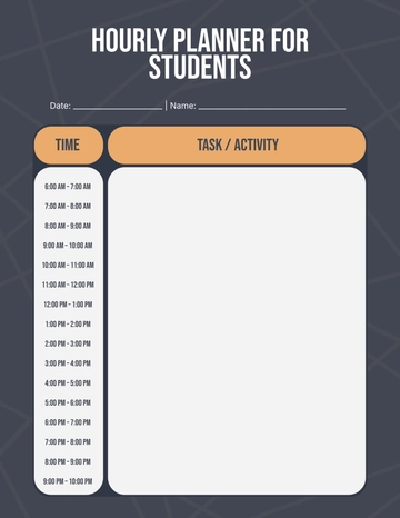 Free Hourly Planner Template for Students to Edit Online Free Hourly Planner Template for Students to Edit Online