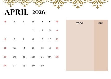 Free April 2026 Calendar with To-Do List Template to Edit Online