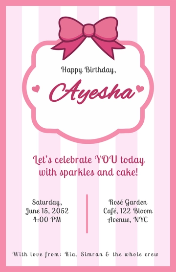 Free Pink Background Birthday Poster Template for Friend to Edit Online