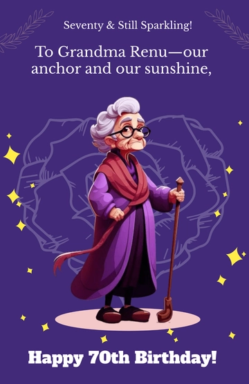 Free Aesthetic 70th Cany Birthday Poster Template to Edit Online