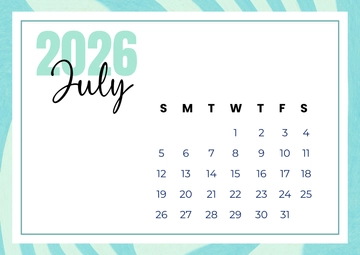 Custom July 2026 Calendar Template to Download