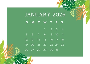 Tropical July 2026 Calendar Template to Download