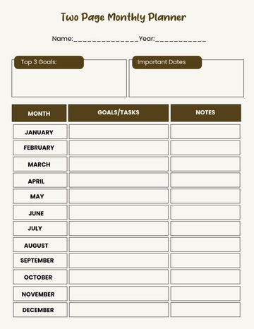 Free Two Page Monthly Planner Template to Edit Online