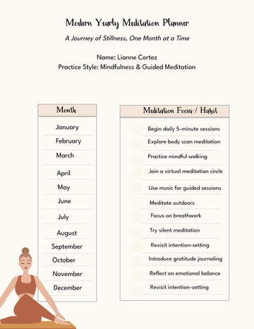 Free Modern Yearly Meditation Planner Template to Edit Online