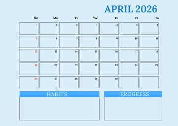 Free April 2026 Habit Tracker Calendar Template to Edit Online