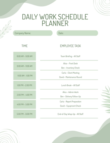 Free Daily Work Schedule Planner Templates to Edit Online