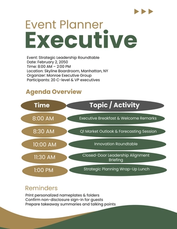 Free Event Planner Template for Executive to Edit Online