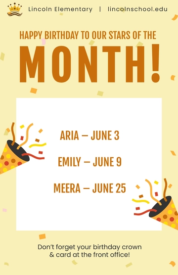 Free Printable Birthday Poster for Bulletin Board Template to Edit Online