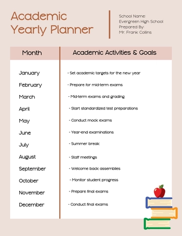 Free Academic Yearly Planner Template to Edit Online