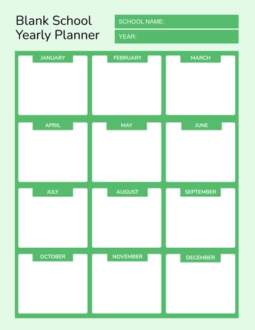 Free Blank School Yearly Planner Template to Edit Online
