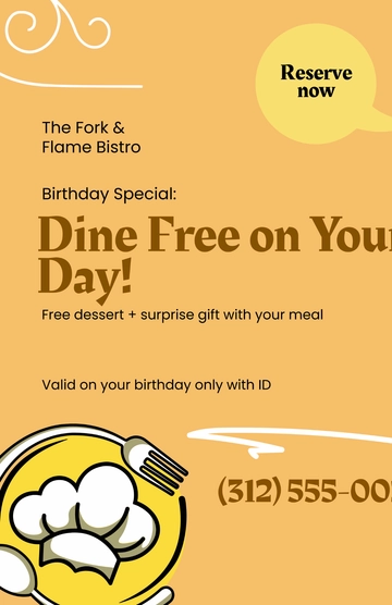 Free Restaurant Birthday Promo Poster Template to Edit Online