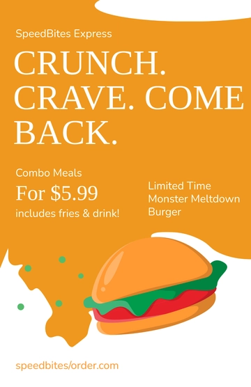 Free Simple Fast Food Poster Template to Edit Online