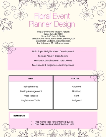 Free Floral Event Planner Design Template to Edit Online