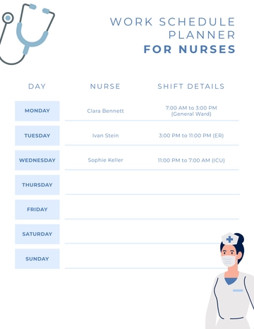 Free Work Schedule Planner for Nurses Template to Edit Online