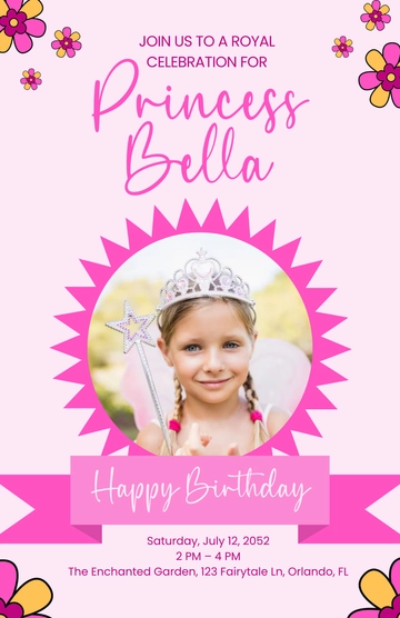 Free Princess Birthday Poster Template to Edit Online