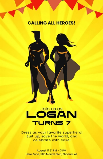 Free Superhero Birthday Poster Template to Edit Online