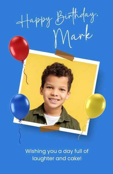 Free Blue Balloons Birthday Poster Template to Edit Online