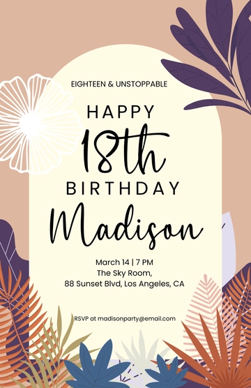 Free Boho Design 18th Birthday Poster Template to Edit Online