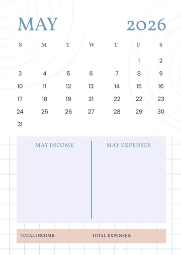Free May 2026 Budget Calendar Template to Edit Online