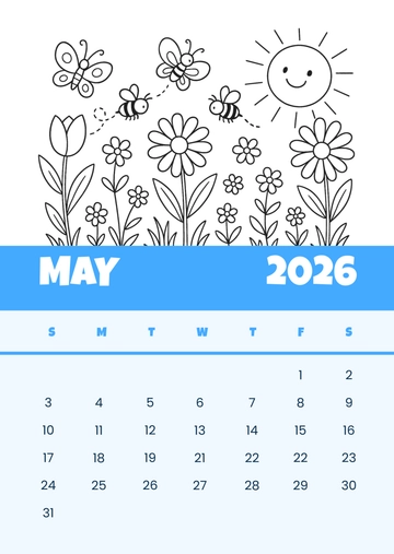 Free May 2026 Coloring Calendar Template to Edit Online