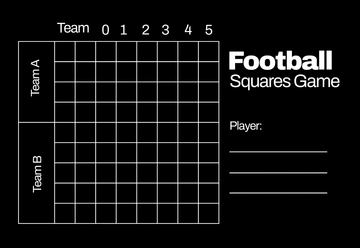Free Black Football Square Game Template to Edit Online