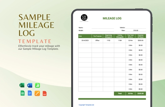 Sample Mileage Log Template