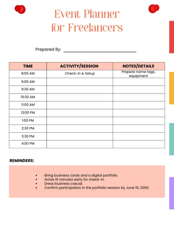 Free Event Planner for Freelancers Template to Edit Online