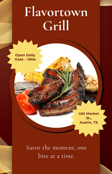 Free Maroon and White Restaurant Food Poster Template to Edit Online