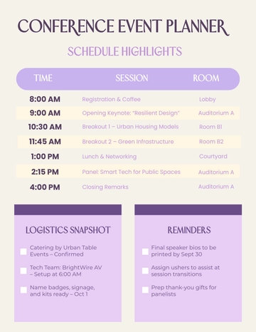 Free Conference Event Planner Template to Edit Online