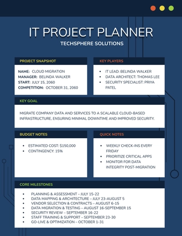 Free IT Project Planner Template to Edit Online