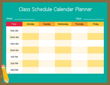 Free Class Schedule Calendar Planner Template to Edit Online