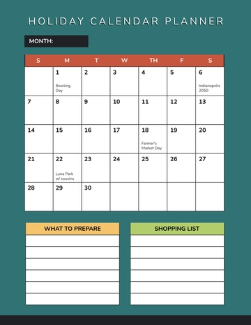 Free Holiday Calendar Planner Template to Edit Online