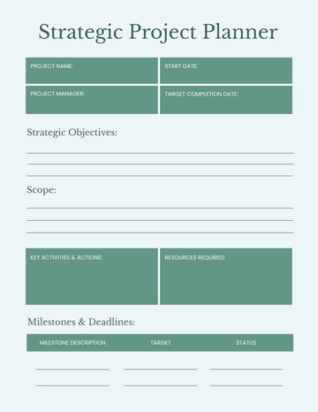Free Strategic Project Planner Template to Edit Online