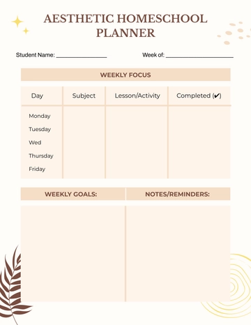 Free Aesthetic Homeschool Planner Template to Edit Online