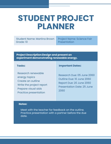 Free Student Project Planner Template to Edit Online