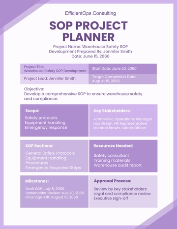 Free SOP Project Planner Template to Edit Online