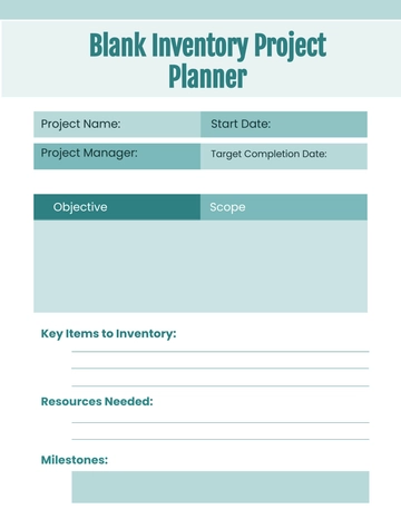 Free Blank Inventory Project Planner Template to Edit Online