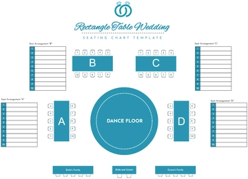Free Rectangle Table Wedding Seating Chart Template to Edit Online