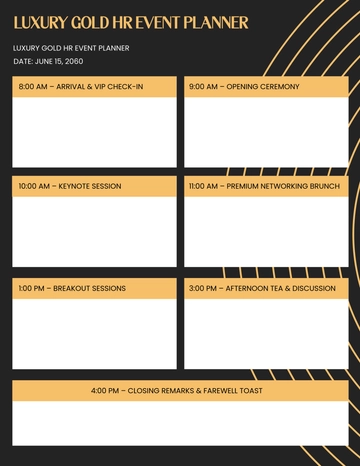 Free Luxury Gold HR Event Planner Template to Edit Online