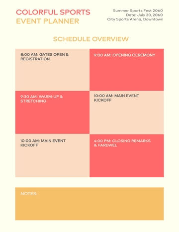 Free Colorful Sports Event Planner Template to Edit Online