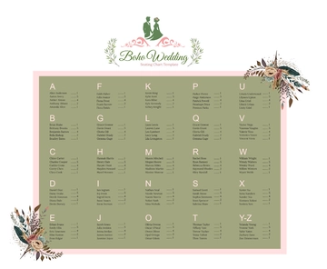 Free Boho Wedding Seating Chart Template to Edit Online