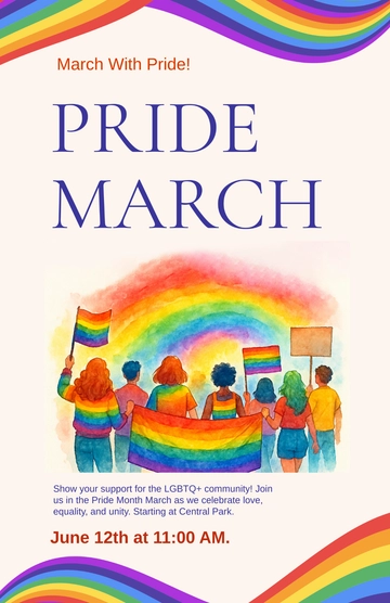 Free Pride Month March Invitation Poster Template to Edit Online