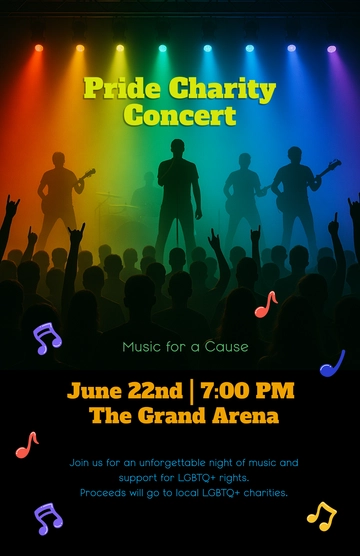 Free Charity Pride Month Concert Poster Template to Edit Online