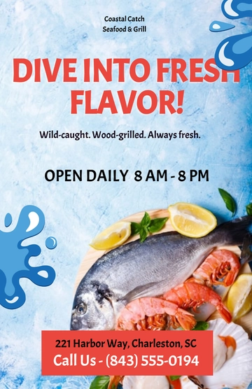 Free Seafood Restaurant Poster Template to Edit Online