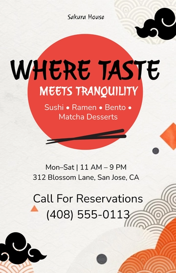 Free Japanese Restaurant Poster Template to Edit Online