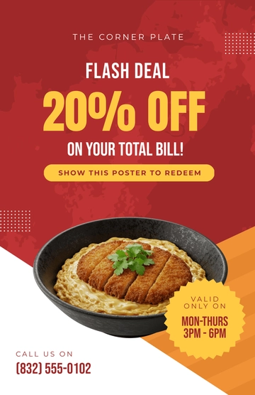 Free Restaurant Discount Poster Template to Edit Online
