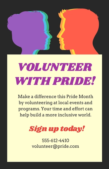 Free Volunteer for Pride Month Poster Template to Edit Online