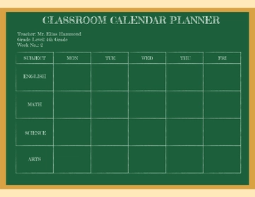 Free Classroom Calendar Planner Template to Edit Online